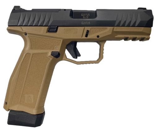 Tan and black semi-automatic handgun