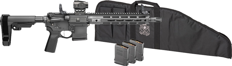 AR-style rifle with magazines and carrying case