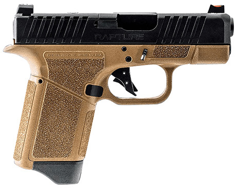 Compact semi-automatic handgun with tan frame
