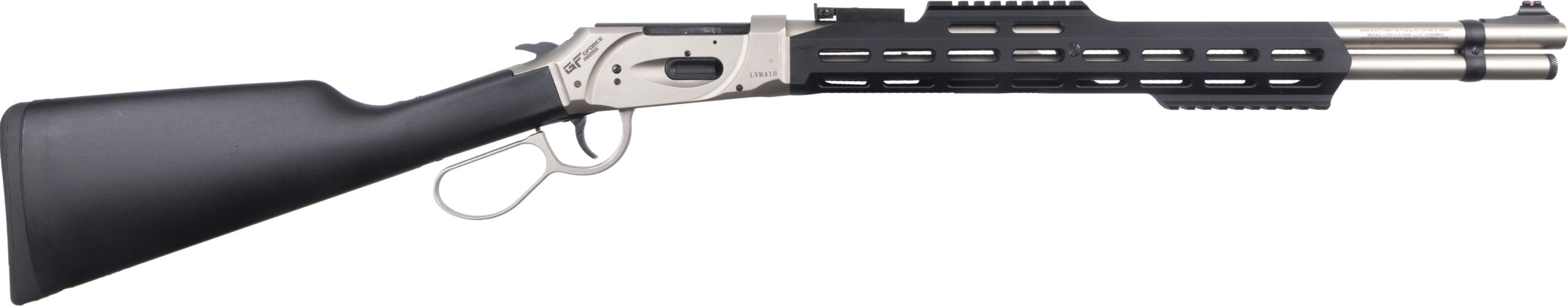 Modern lever-action rifle with black stock
