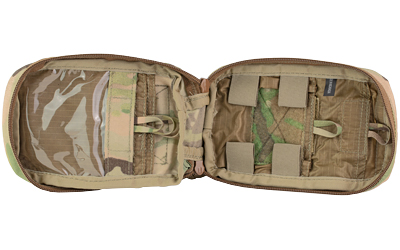Open tan tactical utility pouch with compartments
