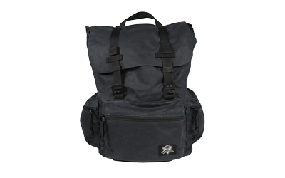 Black flap-top backpack with multiple pockets