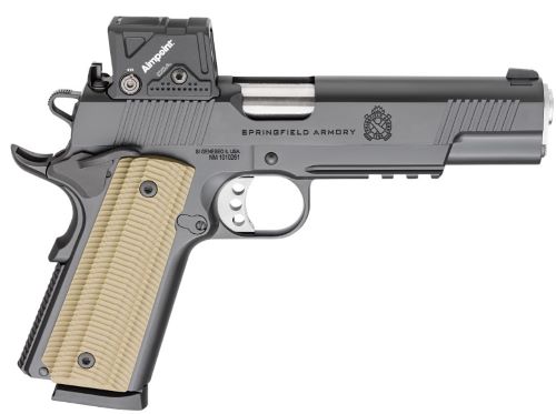 Springfield Armory 1911 pistol with red dot sight