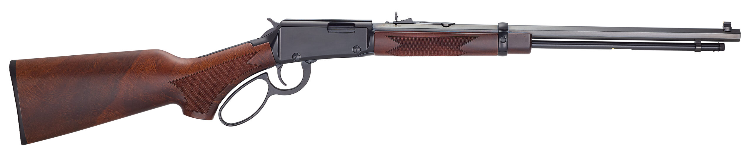 Lever-action rifle with wooden stock