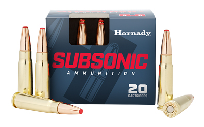 Hornady Subsonic ammunition box with rifle cartridges