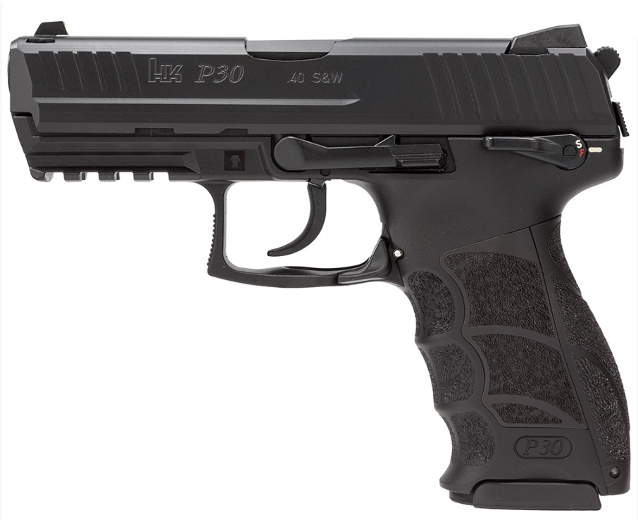 Black HK P30 semi-automatic handgun side view