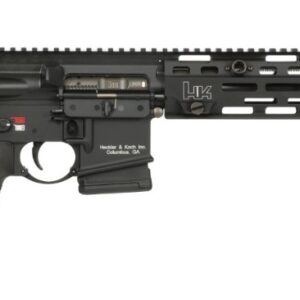 Black HK-style semi-automatic rifle on white background