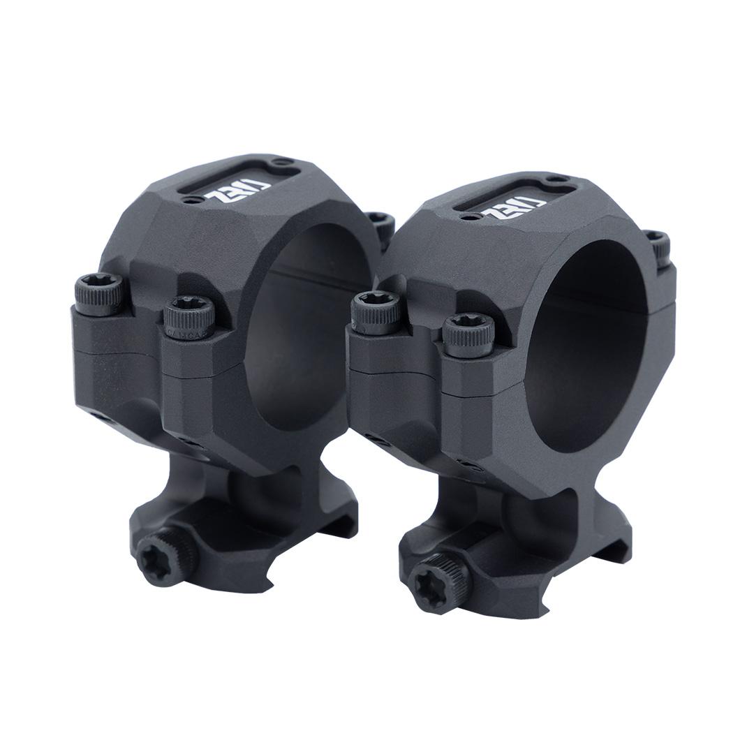 Pair of black rifle scope mounting rings