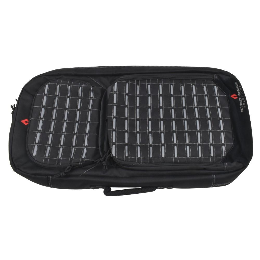Black motorcycle seat cushion with grid pattern