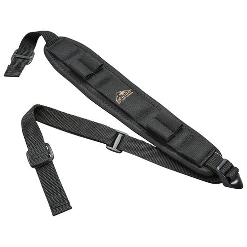 Black padded adjustable shoulder strap with buckles