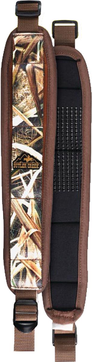 Camouflage padded rifle sling with brown straps