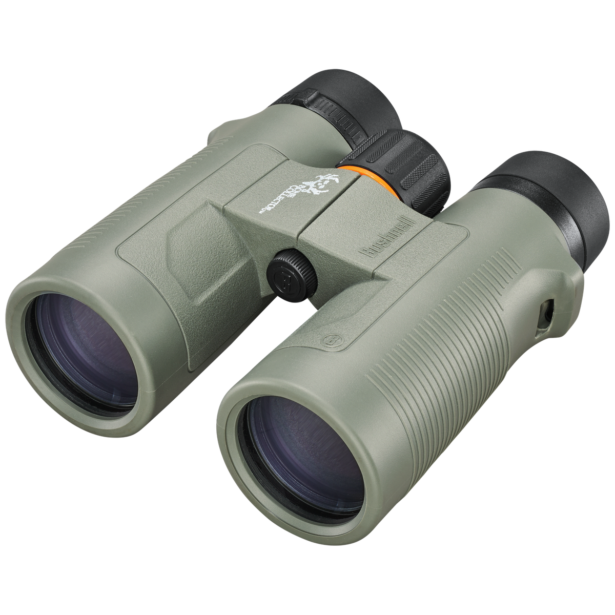 Green Bushnell binoculars isolated on white background