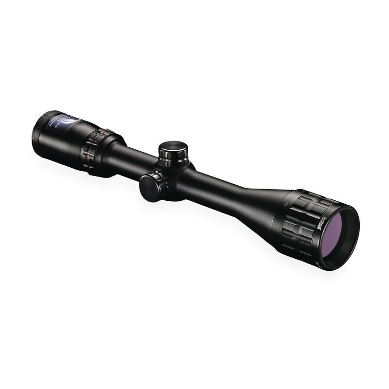 Black rifle scope with adjustment turrets