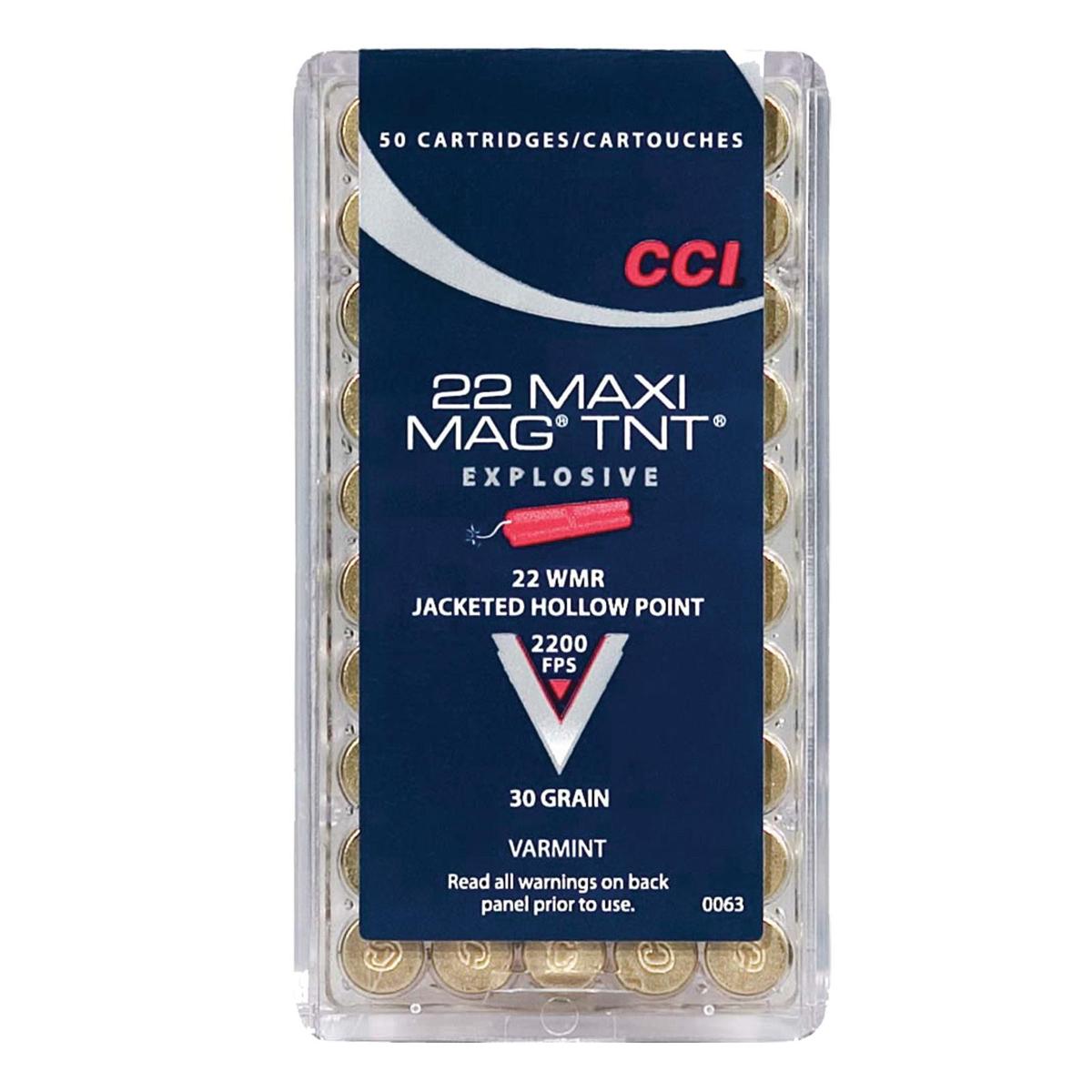 CCI 22 Maxi Mag TNT ammunition box