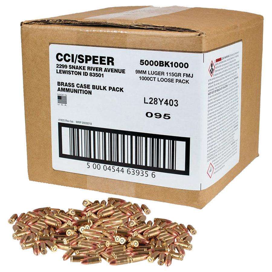 Box of 9mm ammunition with loose cartridges