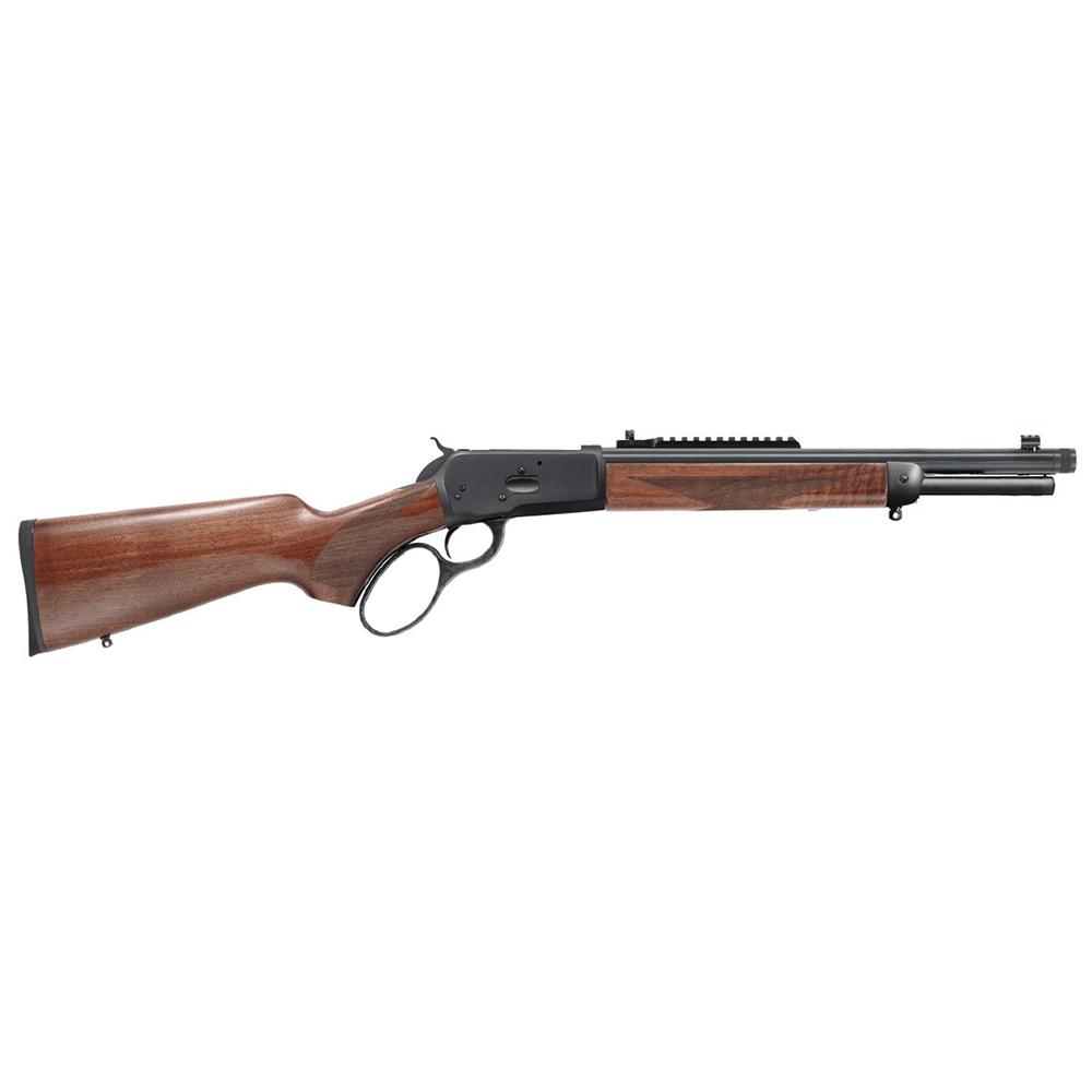 Lever-action shotgun with wooden stock