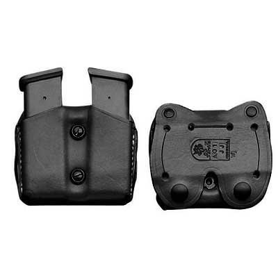 Black double pistol magazine holster front and back