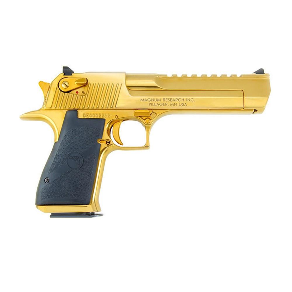 Gold-plated Desert Eagle pistol with black grip