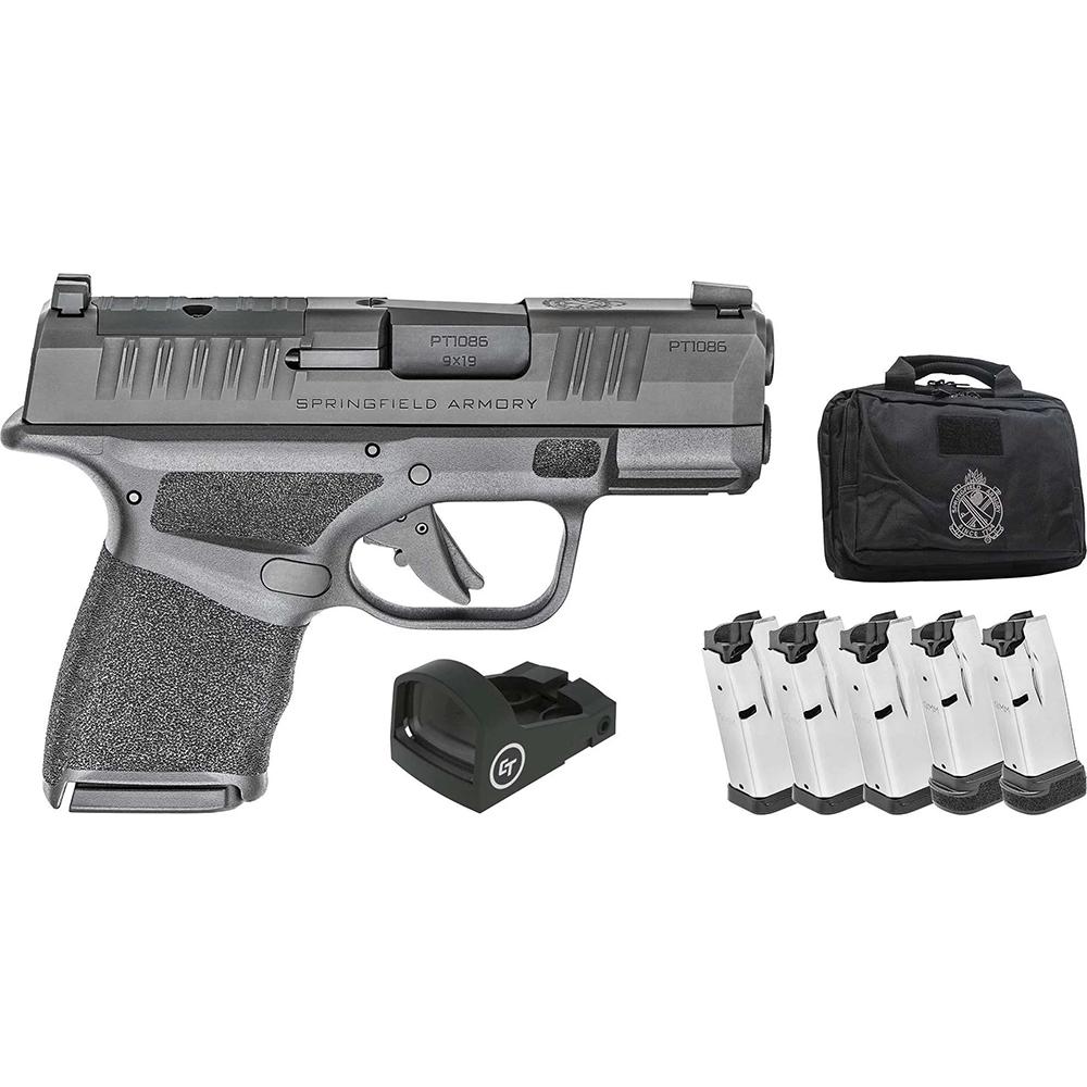 Springfield Armory 9mm handgun with accessories
