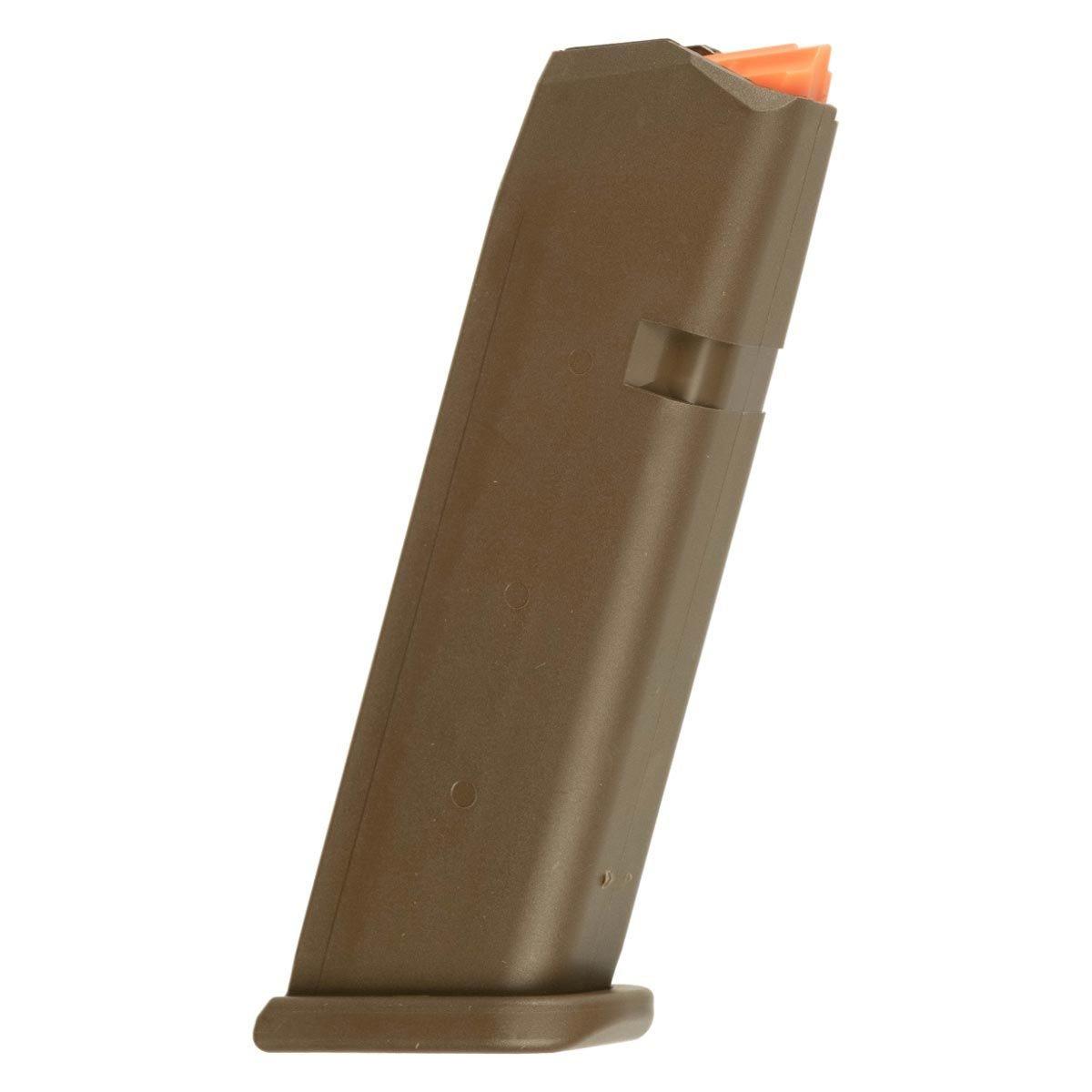 Handgun magazine with visible orange follower