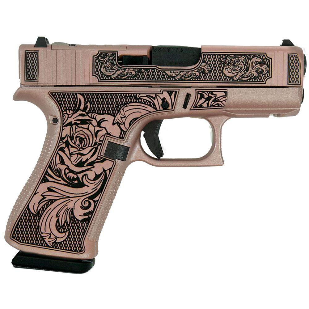 Floral engraved rose gold semi-automatic pistol