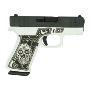 Decorative handgun with sugar skull design