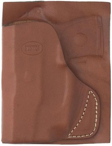 Brown leather handgun holster with stitched detail