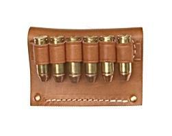 Leather cartridge holder with rifle bullets