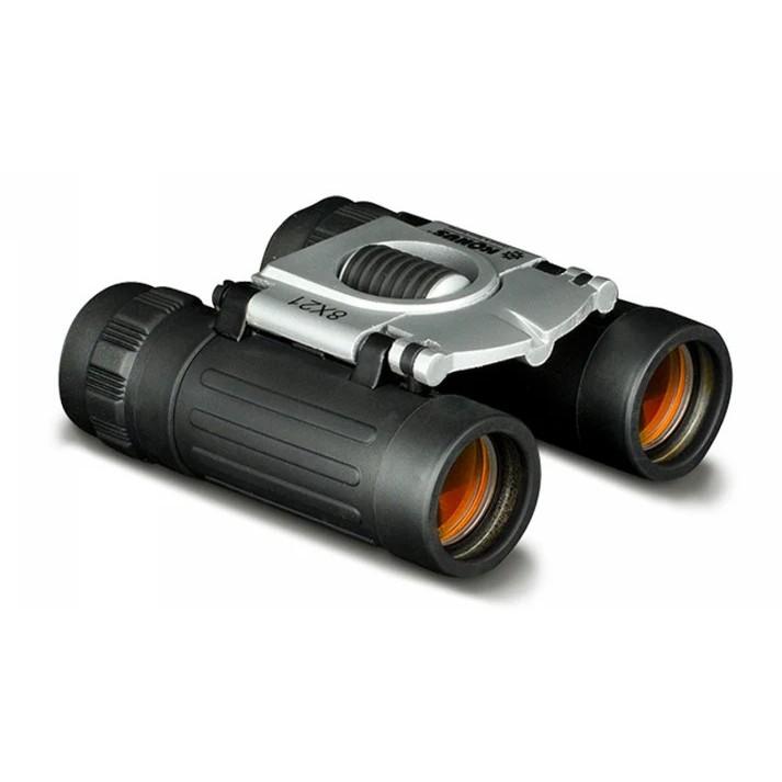 Compact black and silver 8x21 binoculars