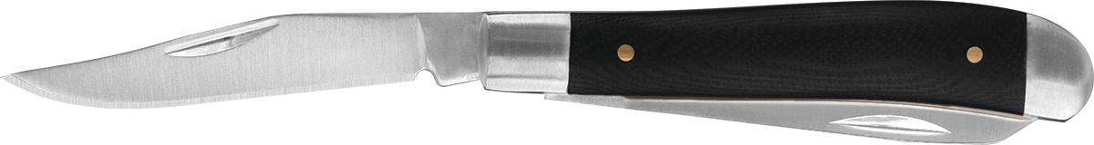 Stainless steel folding pocket knife with black handle