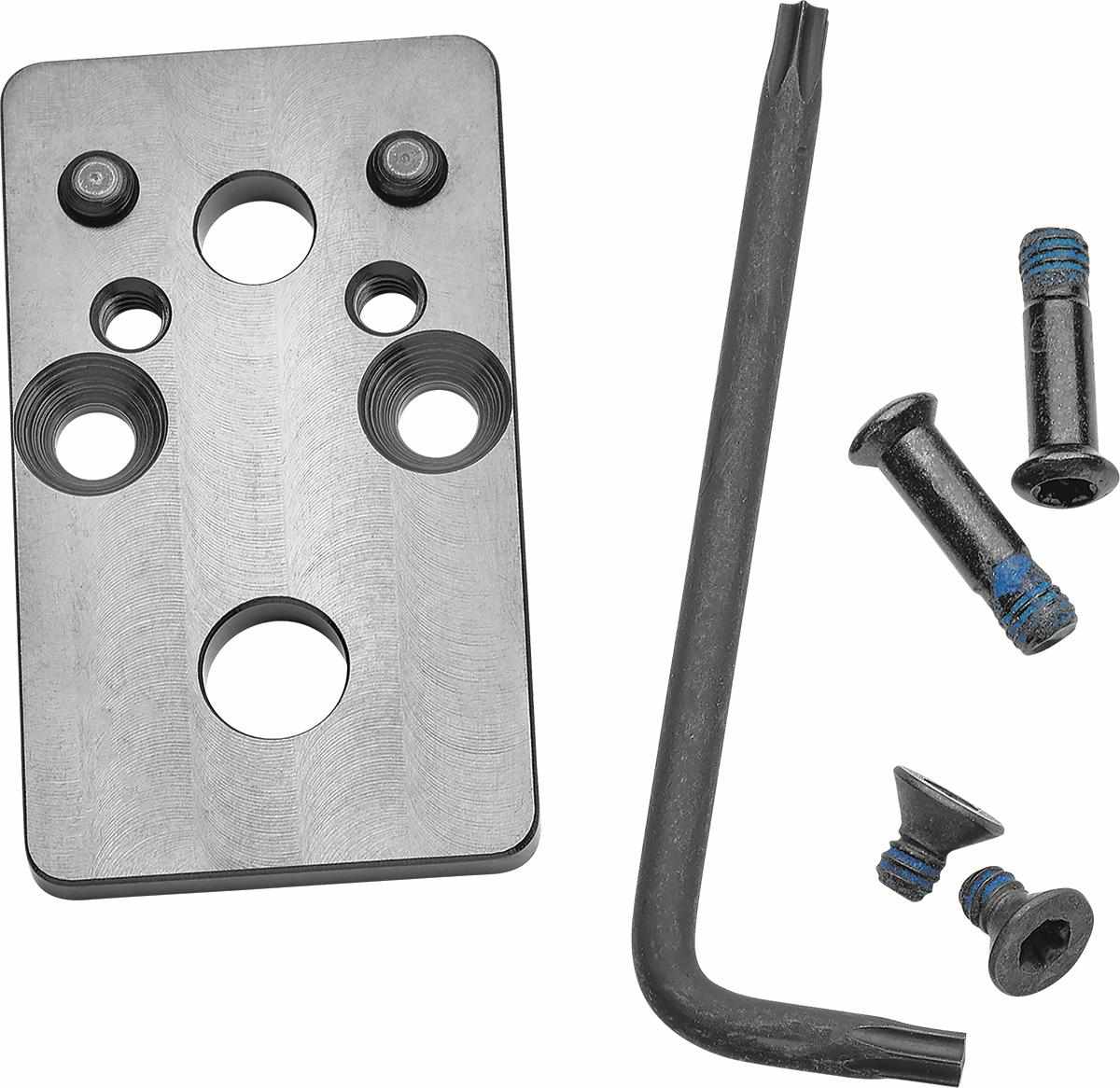 Metal mounting plate with screws and hex key