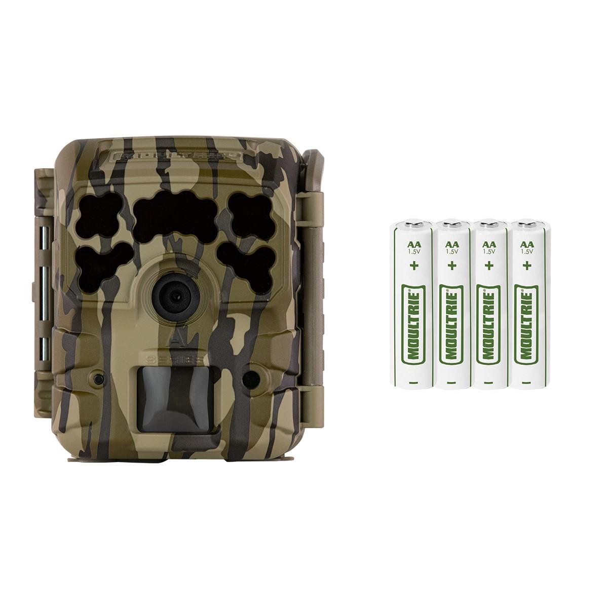 Camouflage trail camera with four AA batteries