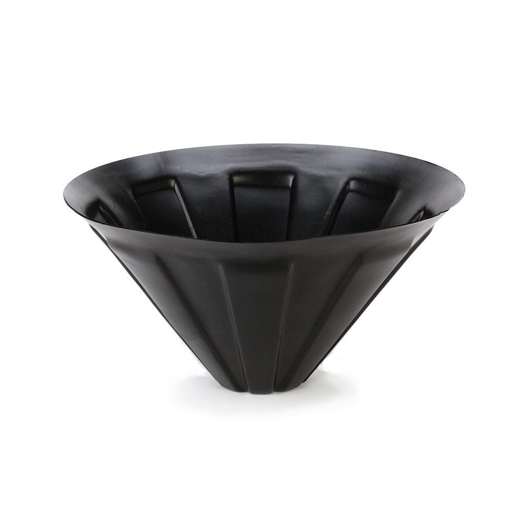 Black fluted ceramic bowl with wide rim