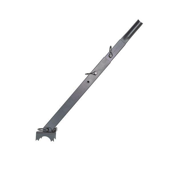 Long metal gripping tool with serrated jaw