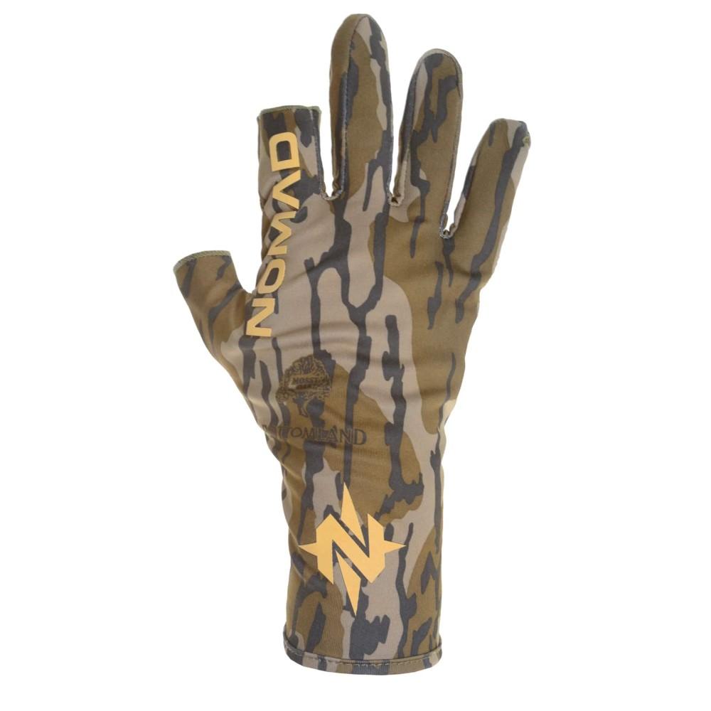 Camouflage hunting glove with NOMAD logo