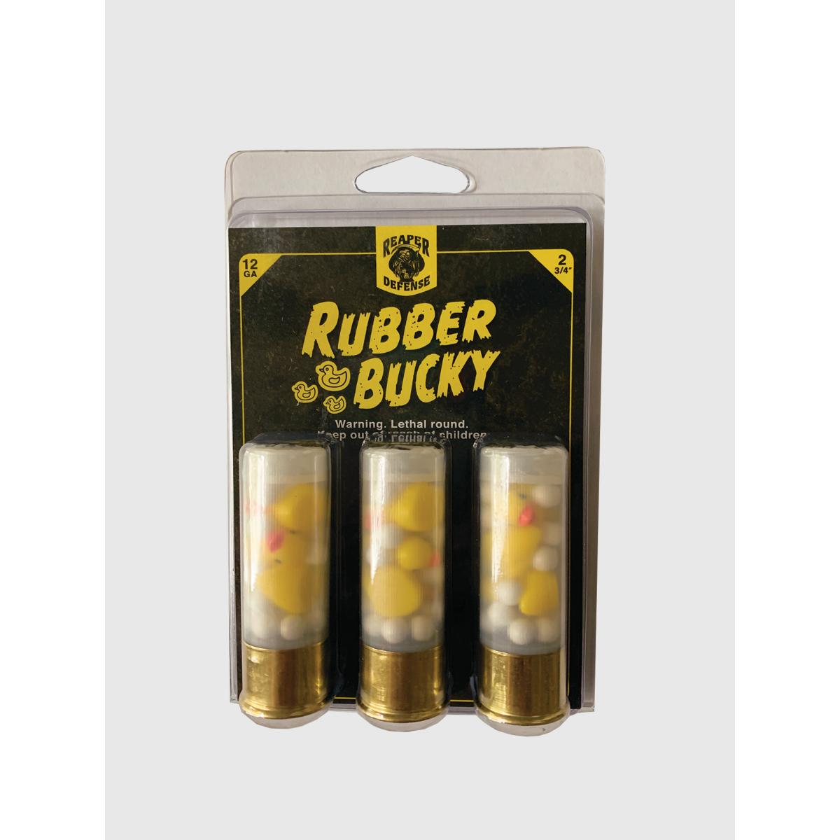 Packaged 12-gauge Rubber Bucky shotgun shells