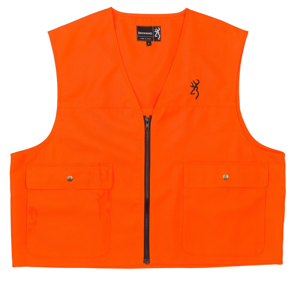 Bright orange hunting vest with front pockets
