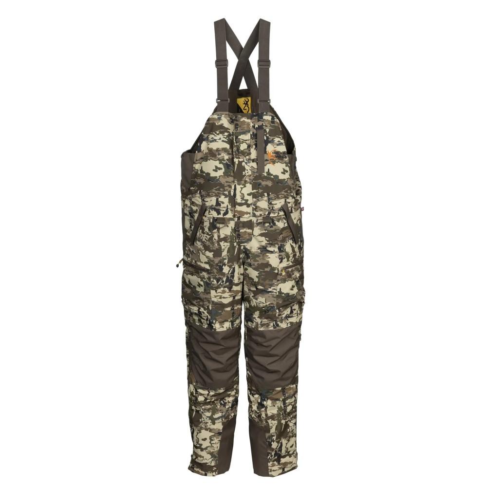Camouflage hunting bib overalls with suspenders