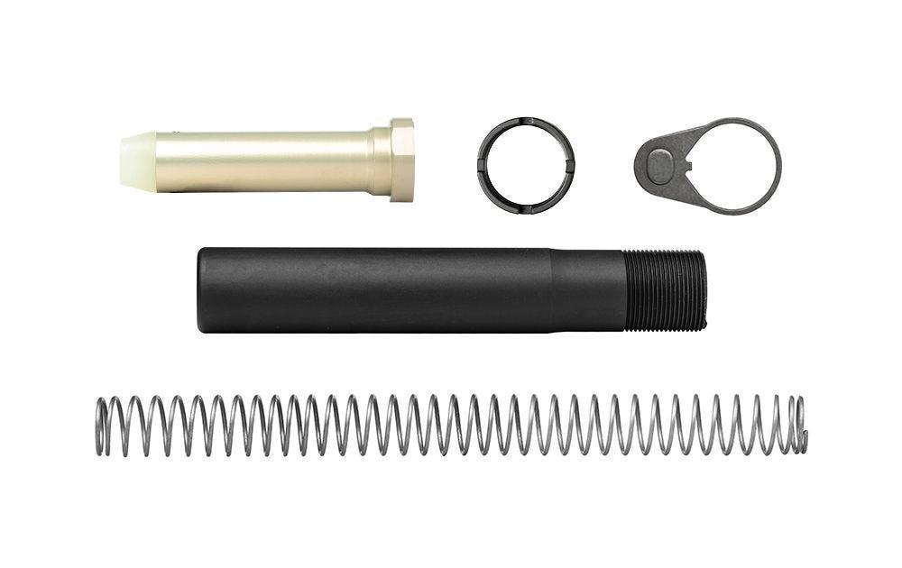 Rifle buffer tube assembly with spring and components