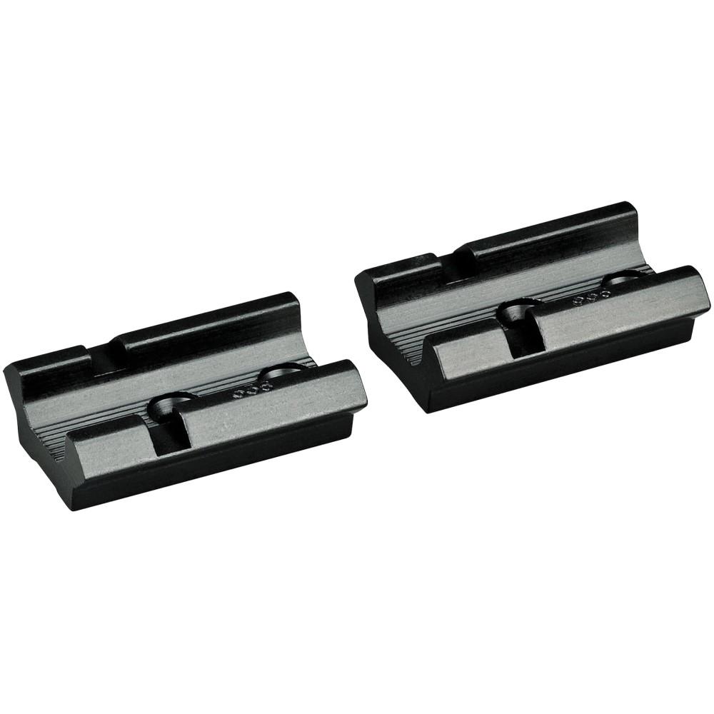 Two black metal mounting bases on white background
