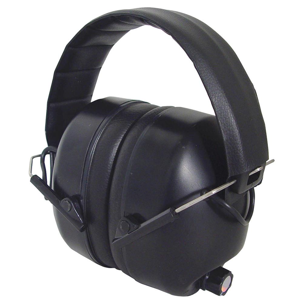 Black over-ear hearing protection earmuffs