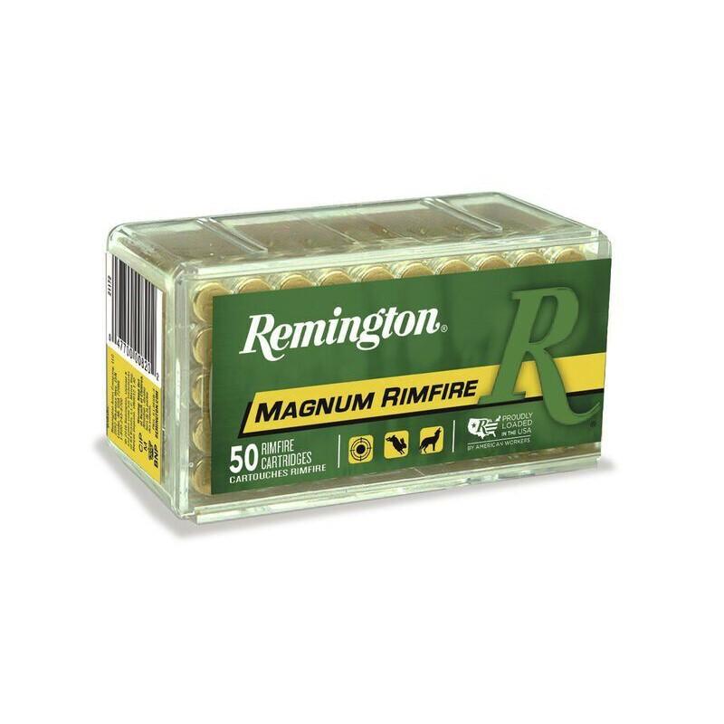 Box of Remington Magnum Rimfire cartridges