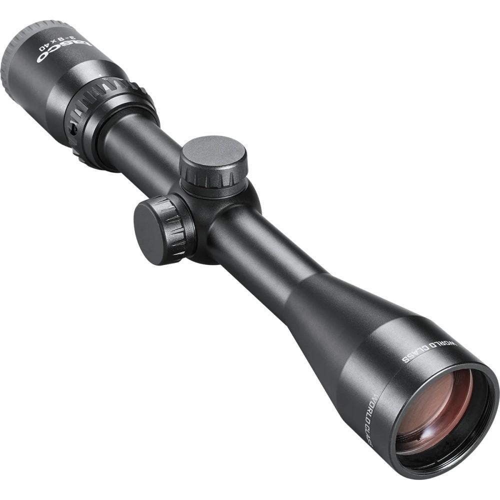 Black rifle scope with adjustment turrets