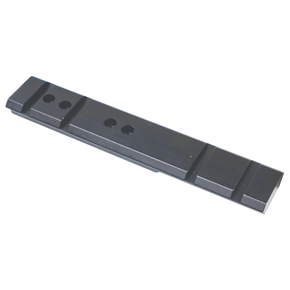 Black metal scope mounting rail with screw holes