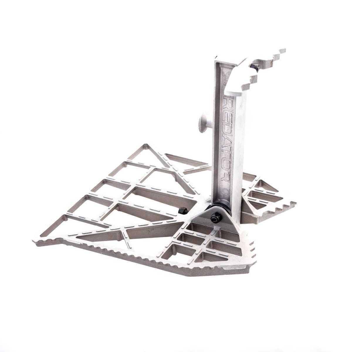 Metal concrete finishing tool attachment on white background