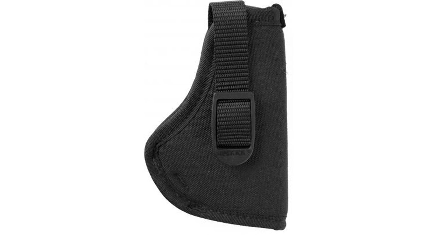 Black nylon pistol holster with belt clip