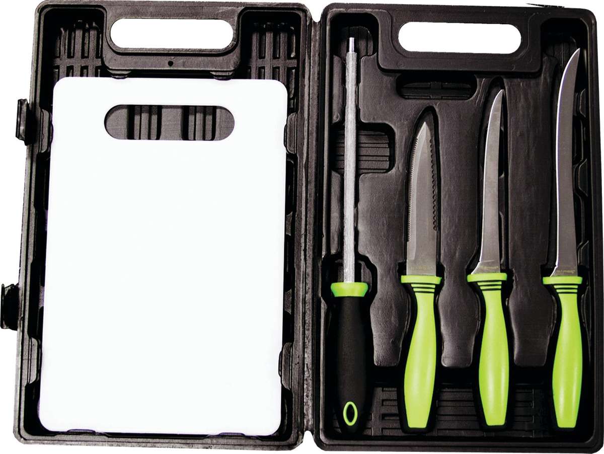 Knife set with cutting board in case