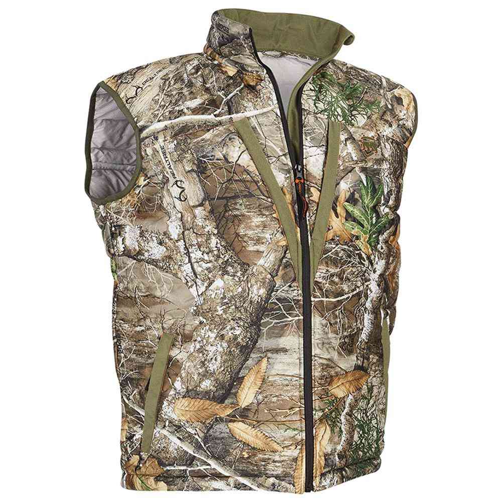 Camouflage hunting vest with zipper front