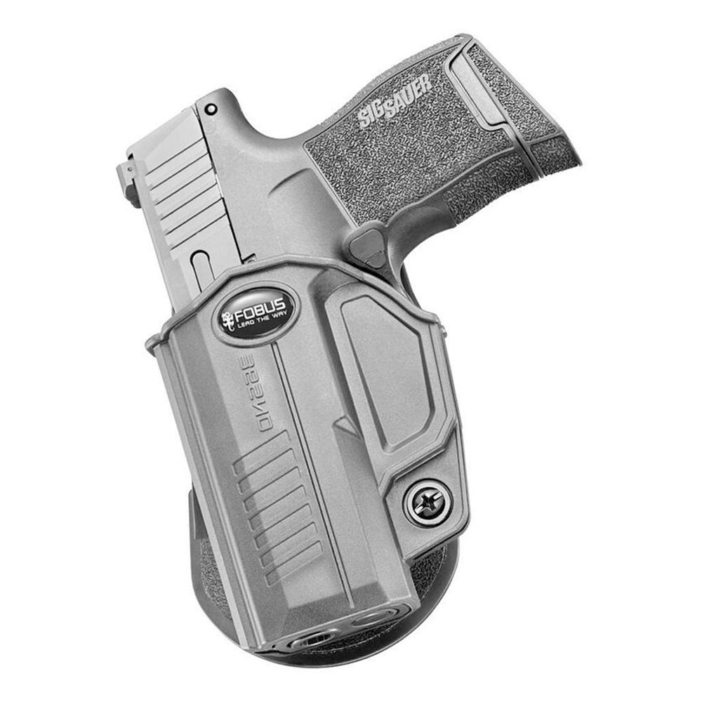 SIG Sauer handgun in gray Fobus holster