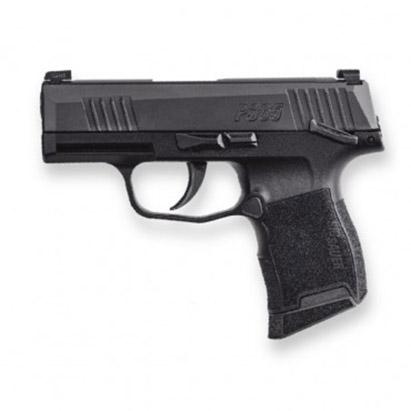 Black semi-automatic handgun on white background